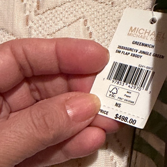 NWT Michael Kors Green and White Zebra Crossbody Bag - Picture 3 of 3